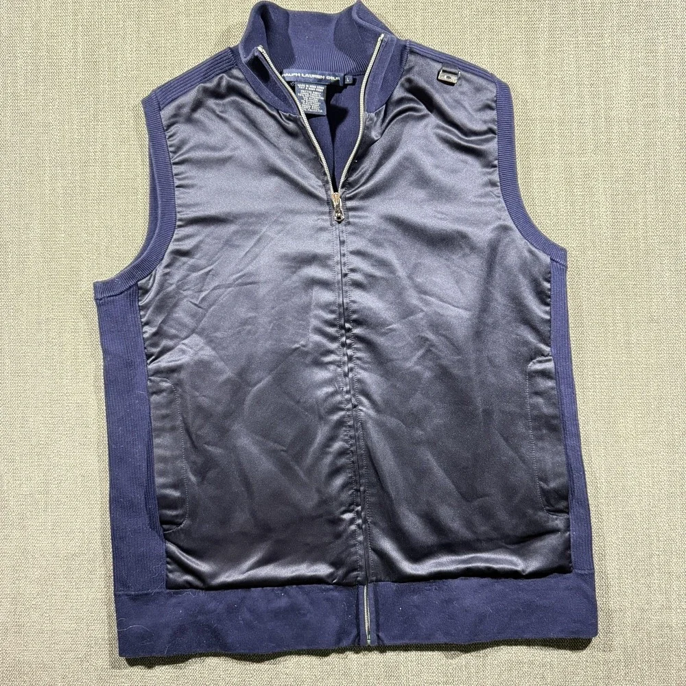 Ralph Lauren Golf Vest Mens Large Blue Full Zip Windbreaker Lightweight Pockets